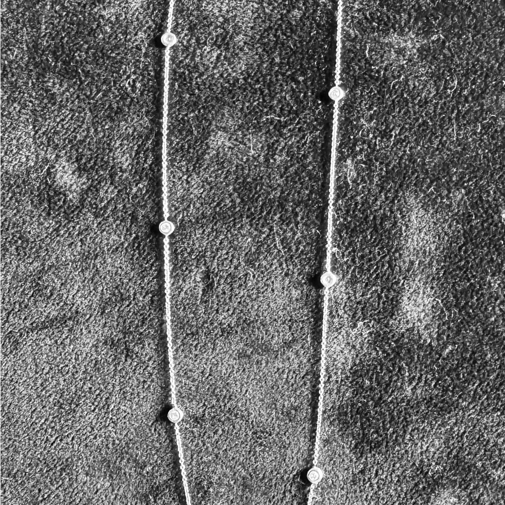 18K White Gold Natural Brazilian Diamond Necklaces (2) Heart & Bezel Set - Picture 5 of 10